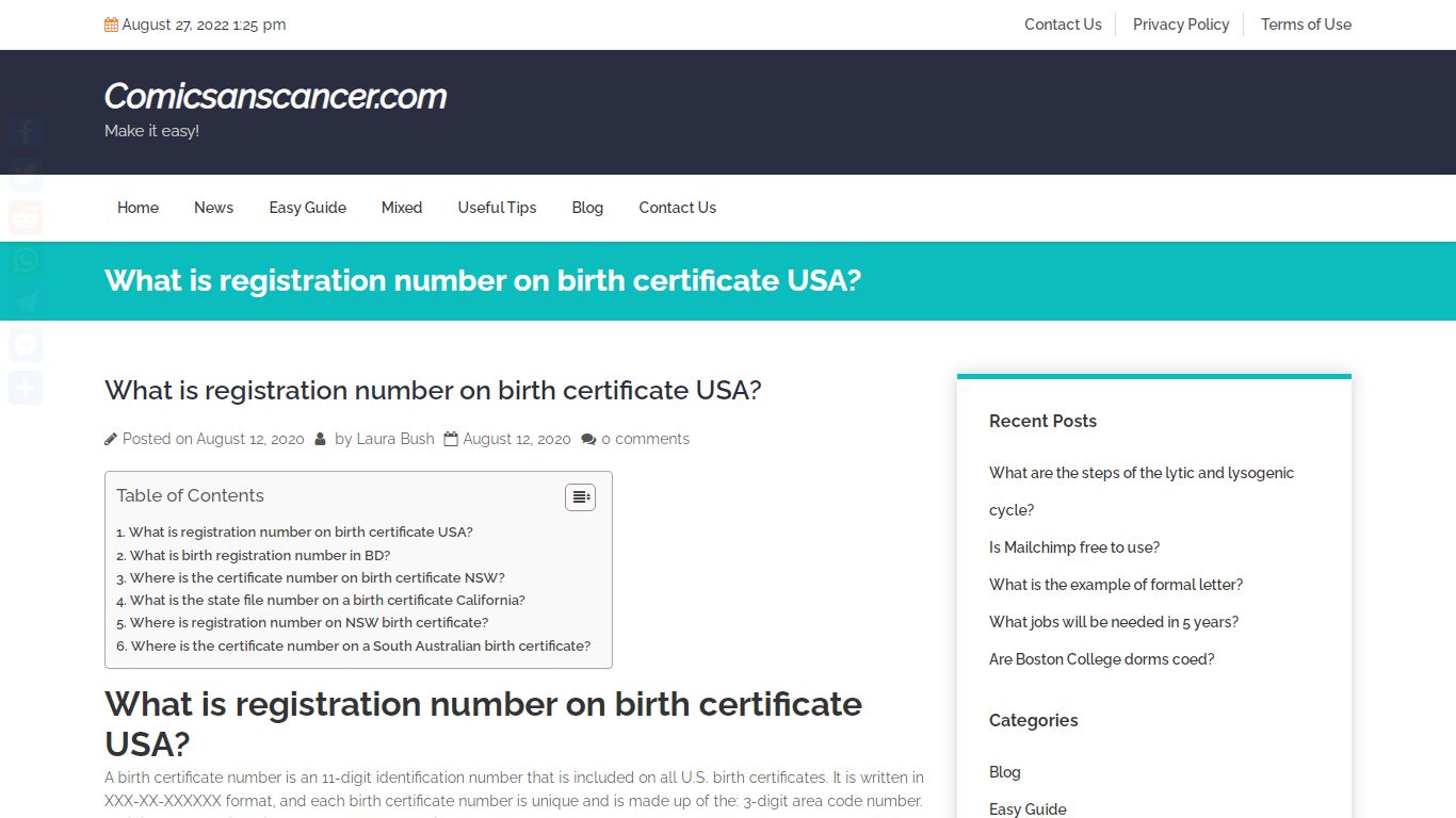 What is registration number on birth certificate USA?